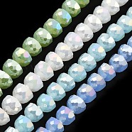 AB Color Plate Glass Beads Strands, Imitation Jade, Faceted Half Round, Mixed Color, 7~7.5x5mm, Hole: 1mm, about 80pcs/strand, 20.87''~21.26''(53~54cm)(EGLA-P051-02A-A)