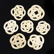 Handmade Reed Cane/Rattan Woven Pendants, For Making Straw Earrings and Necklaces, Bleach, Beige, 22~26x22~26x3~4mm(X-WOVE-T006-129A)
