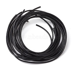 Cowhide Leather Cord, Genuine Leather Strip Cord Braiding String, Round, Black, 2.0mm, about 41cm/pc(FIND-JF00137)