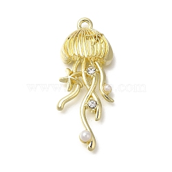 Alloy Pendants, Jellyfish Charms, Yellow, 35x15x6mm, Hole: 1.6mm(FIND-Z067-07LG-01)