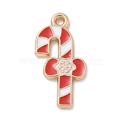 Christmas Theme Alloy Enamel Pendants, Golden, Candy Cane, 22x11.5x1.5mm, Hole: 1.6mm(ENAM-K074-02C-01)