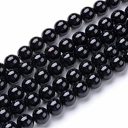 Natural Black Onyx Round Bead Strands, Dyed, 8~8.5mm, Hole: 1mm, about 47pcs/strand, 15.5 inch(G-T055-8mm-10)