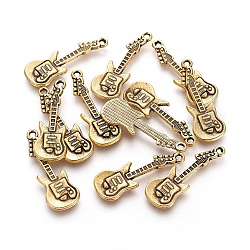 Tibetan Style Alloy Pendant, Guitar, Lead Free and Cadmium Free, Antique Golden, 31x11x2mm, Hole: 2mm(GLFH20152Y)