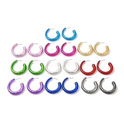 Ring Acrylic Stud Earrings, Half Hoop Earrings with 316 Surgical Stainless Steel Pins, Mixed Color, 39.5x7mm(EJEW-P251-33)