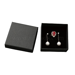 Cardboard Gift Boxes, with Black Sponge inside, for Jewelry, Square, Black, 8x8x3.5cm(CON-PW0001-125A-04)