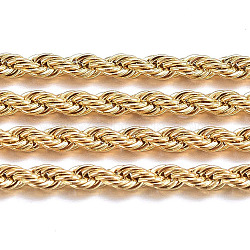 3.28 Feet Handmade Ion Plating(IP) 304 Stainless Steel Rope Chains, Unwelded, Golden, 3mm(X-STAS-P203-F03)