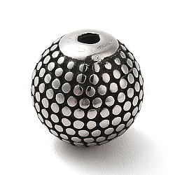 304 Stainless Steel Beads, Round, Antique Silver, 9x9.5mm, Hole: 1.6mm(STAS-P325-30AS)