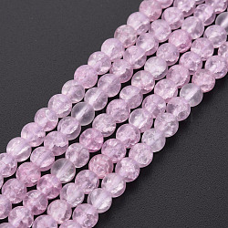 Crackle Glass Beads Strands, Dyed & Heated, Frosted, Round, Orchid, 4mm, Hole: 0.8mm, about 98~100pcs/strand, 15.35 inch(39cm)(GLAA-S192-D-006D)