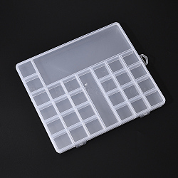 Transparent Plastic Bead Containers, with 28 Compartments, for DIY Art Craft, Bead Storage, Rectangle, Clear, 20x22.5x1.9cm(CON-YW0001-17)