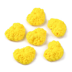 Handicraft Cotton Knitting Heart Ornament Accessories, for DIY Costume, Hat, Bag, Yellow, 19~19.5x21.5~24.5x4~5mm(FIND-WH0116-44A)