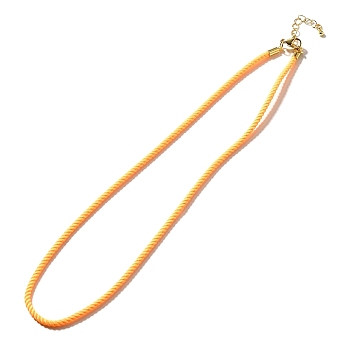 Nylon Milan Cord Necklace Making, with Brass Findings and Stainless Steel Claw Lobster Clasps, Golden, Long-Lasting Plated, Orange, 17.91~18.31 inch(45.5~46.5cm)