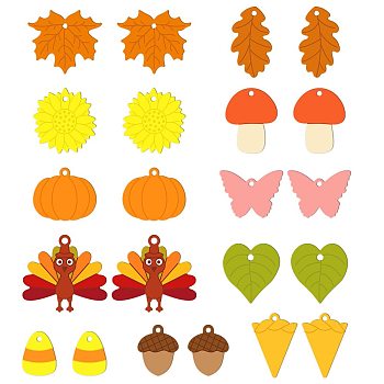 Autumn Theme Carbon Steel Cutting Dies Stencils, for DIY Scrapbooking, Photo Album, Decorative Embossing Paper Card, Stainless Steel Color, Thanksgiving Day Themed Pattern, 83~100x52~122x0.8mm, 2pcs/set