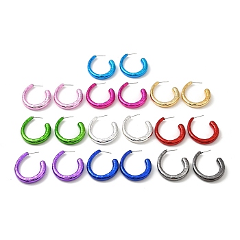 Ring Acrylic Stud Earrings, Half Hoop Earrings with 316 Surgical Stainless Steel Pins, Mixed Color, 39.5x7mm