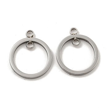 304 Stainless Steel Connector Charms, Ring Link, Stainless Steel Color, 15x12.5x1mm, Hole: 2mm