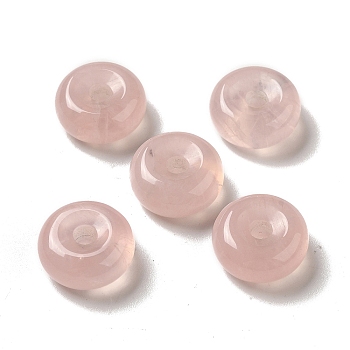 Natural Rose Quartz European Pendants, Donut/Pi Disc Charms, Large Hole Pendants, 16~17x6~7mm, Hole: 3~3.5mm