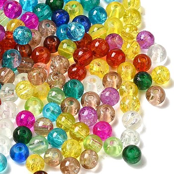 Transparent Crackle Glass Beads, Round, Mixed Color, 4~4.5x4mm, Hole: 1mm, about 5500pcs/500g