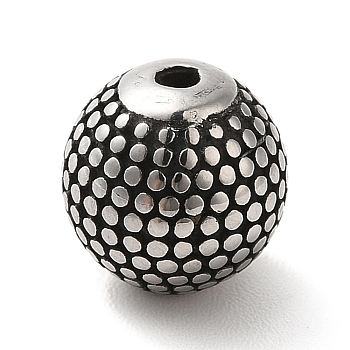 304 Stainless Steel Beads, Round, Antique Silver, 9x9.5mm, Hole: 1.6mm