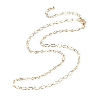 Brass Cable Chain Necklace for Men Women, Golden, 17.32 inch(44cm)