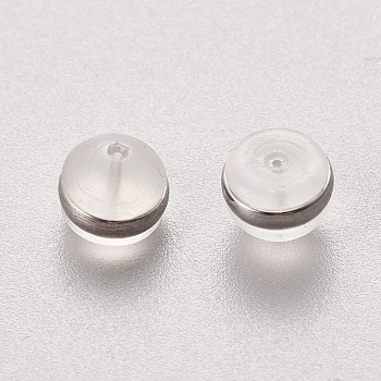 Silicone Ear Nuts, Earring Backs, with Stainless Steel, Stainless Steel Color, 5.5x4mm, Hole: 0.5mm