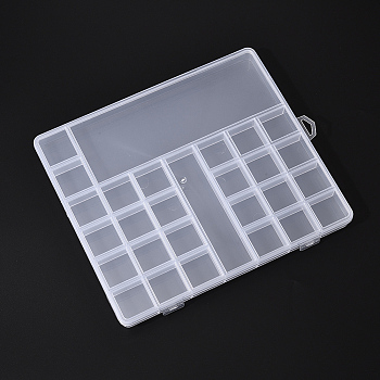 Transparent Plastic Bead Containers, with 28 Compartments, for DIY Art Craft, Bead Storage, Rectangle, Clear, 20x22.5x1.9cm