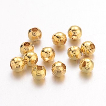 Iron Spacer Beads, Long-Lasting Plated, Round, Golden, 2mm, Hole: 1mm, about 580pcs/10g