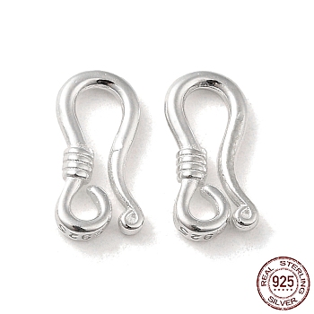 925 Sterling Silver Earring Hooks, Earring Wire with Loops, with S925 Stamp, Silver, 15 Gauge, 14x6.5x2mm, Hole: 1.6mm, Pin: 1.5mm