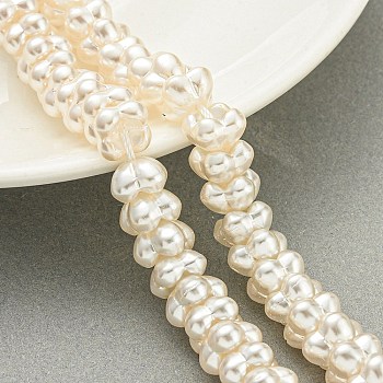 Transparent Spray Painted Glass Beads Strands, Flower, Floral White, 10x10x6.5mm, Hole: 1.2mm, about 70pcs/strand, 16.14''(41cm)