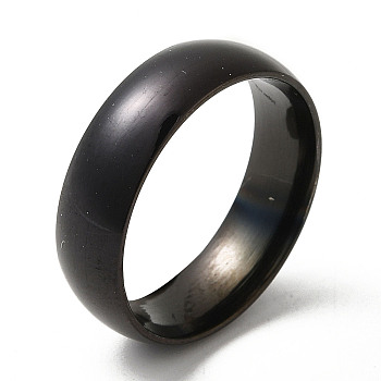 Ion Plating(IP) 304 Stainless Steel Flat Plain Band Rings, Black, Size 8, Inner Diameter: 18mm, 6mm
