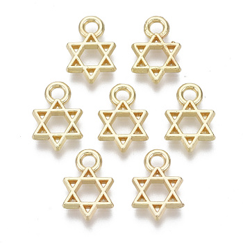 Alloy Charms, for Jewish, Star of David, Light Gold, 12x8x1.5mm, Hole: 2mm