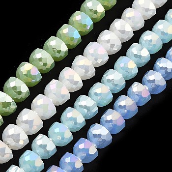 AB Color Plate Glass Beads Strands, Imitation Jade, Faceted Half Round, Mixed Color, 7~7.5x5mm, Hole: 1mm, about 80pcs/strand, 20.87''~21.26''(53~54cm)