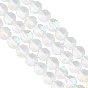 2 Strands Synthetic Moonstone Beads Strands, Round, 8mm, Hole: 1mm, about 48pcs/strand, 14.57~15.35 inch(37~39cm)