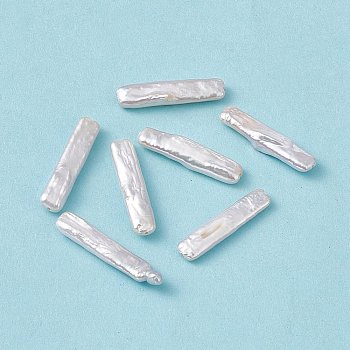 Baroque Natural Keshi Pearl Beads, Rectangle, Seashell Color, 23~25x5~5.5x3.5~4mm, Hole: 0.7mm