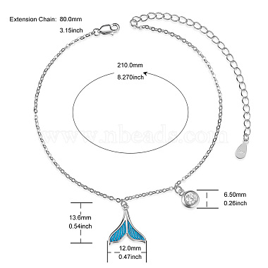 bracelets de cheville à breloques en argent sterling plaqué rhodium Shegrace 925(JA136A)-6
