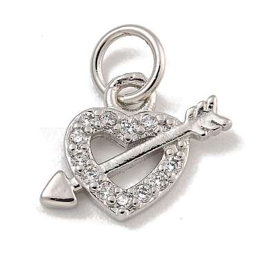 Platinum Clear Heart Brass+Cubic Zirconia Charms