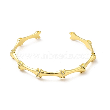 Bracelet manchette ouvert en forme de bambou avec zircone cubique transparente(BJEW-M231-11G)-2