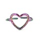 Ion Plating(IP) Rainbow Color 304 Stainless Steel Open Heart Cuff Ring for Women(RJEW-C025-23M)-2