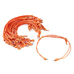 20Pcs Waxed Polyester Cord Bracelet Making, with 304 Stainless Steel Jump Rings, Stainless Steel Color, Coral, 10.55 inch(26.8cm)(AJEW-TAC00085)