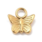 Ion Plating(IP) 304 Stainless Steel Charms, Real 14K Gold Plated, Butterfly, 9x9x2mm, Hole: 2.5mm(STAS-P379-37B-G)