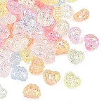 UV Plating Transparent Acrylic Pendants, Iridescent, Heart with Bowknot Charm, Mixed Color, 13.5x16x10mm, Hole: 2.5mm(MACR-K361-50)