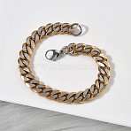 201/304 Stainless Steel Cuban Link Chains Bracelets for Unisex, Faceted, Golden & Stainless Steel Color, 9 inch(22.9cm)(BJEW-F522-04G)