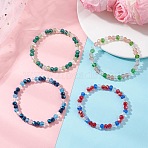 Electroplate Glass Beads Stretch Bracelet for Women, Rondelle, Mixed Color, Beads: 6.5x5mm, Inner Diameter: 2.22 inch(5.65cm)(BJEW-JB13170)