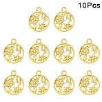 30Pcs Alloy Pendants, Round Ring with Snowflake Charms, Golden, 19x16mm(TIBEP-YW0002-22G)