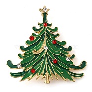 Christmas Alloy Colorful Rhinestone Brooches, Christmas Enamel Pins, Christmas Tree, 43x42mm(JEWB-U009-10E)