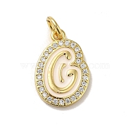 Brass Micro Pave Cubic Zirconia Pendants, with Jump Rings, Real 18K Gold Plated, Letter G, 19x13x2mm, Hole: 3.8mm(KK-K354-02G-G)