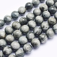 Natural Hawk's Eye Beads Strands, Eagle Eye Stone, Round, 8mm, Hole: 1mm, about 50pcs/strand, 15.5 inch(39.5cm)(G-O166-09-8mm)