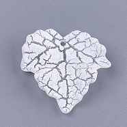 Acrylic Pendants, Crackle & AB Color, Leaf, Creamy White, 24.5x23.5x5mm, Hole: 1.4mm(X-CACR-Q034-05A)