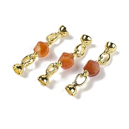 Natural Banded Agate with Brass Fold Over Clasps, Real 18K Gold Plated, Long-Lasting Plated, Rack Plating, Faceted Twist, 45mm(G-G141-02G-03)