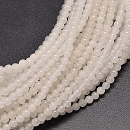 Natural White Jade Round Bead Strands, 4mm, Hole: 1mm, about 98pcs/strand, 16 inch(G-P072-08-4mm)