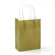 Pure Color Kraft Paper Bags, Gift Bags, Shopping Bags, with Paper Twine Handles, Rectangle, Olive, 15x11x6cm(AJEW-G020-A-06)