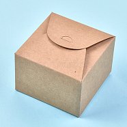Foldable Kraft Paper Box, Gift Packing Box, Bakery Cake Cupcake Box Container, Square, BurlyWood, Unfold: 18.5x18x0.08cm, Finished Product: 9x9x6cm(CON-K006-02A-01)